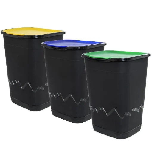 SET 3 PATTUMIERE DA 50 LT PER LA RACCOLTA DEI RIFIUTI CARTA, PLASTICA E VETRO 36 X 40 X 54H CM - RAMACCIOTTI