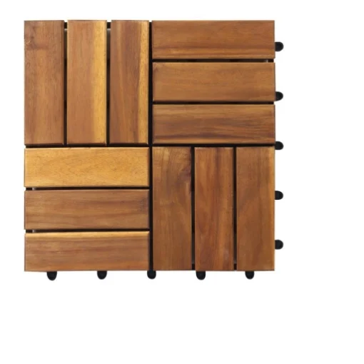 MA MAISON SET DI PIASTRELLE PER PAVIMENTO DA ESTERNO MODELLO WOOD IN ACACIA 30X30X2H CM - 0,36 M2 4 PEZZI