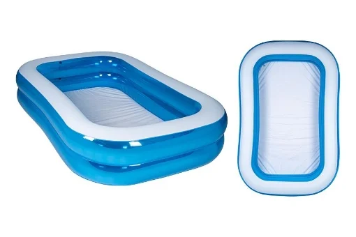 PISCINA GONFIABILE RETTANGOLARE MATERIALE PVC IN COLORAZIONE BLU E BIANCO 201X150X51CM 0.25 MM OKX - MAURY'S