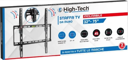HIGH-TECH STAFFA TV DA MURO 32-75 INCLINABILE SI ADATTA A TUTTE LE MARCHE OKX