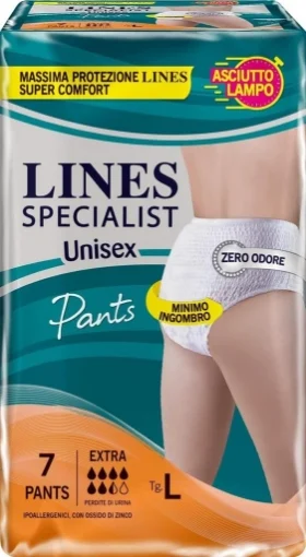 LINES SPECIALIST PANTS UNISEX IPOALLERGENICI CON OSSIDO DI ZINCO ZERO ODORE MINIMO INGOMBRO EXTRA TGLIA L 7 PZ