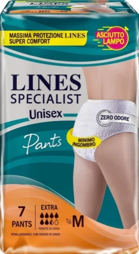 LINES SPECIALIST PANTS UNISEX IPOALLERGENICI CON OSSIDO DI ZINCO MINIMO INGOMBRO ZERO ODORE EXTRA TAGLIA M 7 PZ