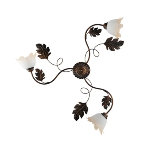 PLAFONIERA DESIGN MODERNO IN METALLO COLORE MARRONE E ORO E14 3 LUCI 46 WATT 52X52X27 CM - ITALIAN LIGHT
