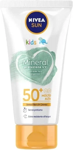 NIVEA SUN PROTEZIONE SOLARE UV CON ALOE VERA ORGANICA SENZA FILTRI UV CHIMICI SPF 50+ MOLTO ALTA 150 ML