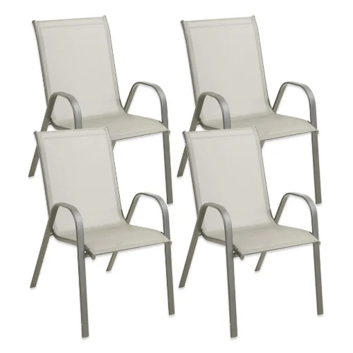 SET 4 SEDIE IMPILABILI DESIGN CLASSICO STRUTTURA IN ACCIAIO RIVESTIMENTO TEXTILENE 54X67X90H CM - MAURY'S