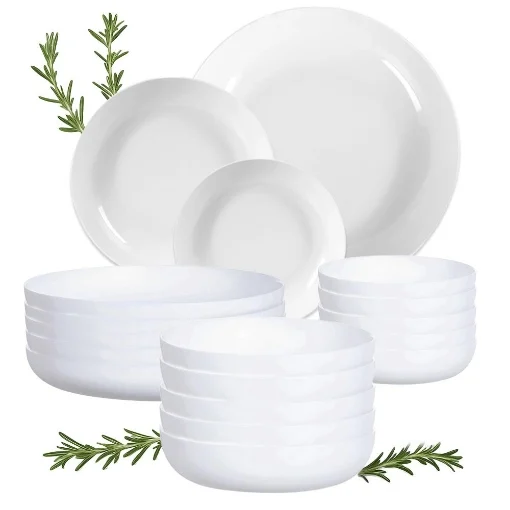SERVIZIO PIATTI ELEGANT BIANCO LUCIDO 18 PEZZI - 6 PZ DESSERT Ø 17 - 6 PZ PRIMA PORTATA Ø 21 - 6 PZ PER SECONDA PORTATA Ø 25