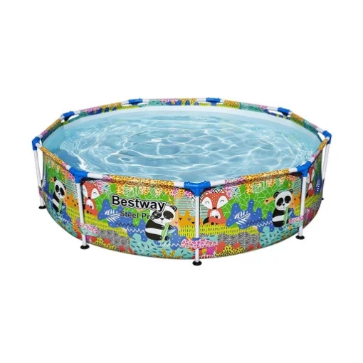 BESTWAY STEEL PRO PISCINA FUORI TERRA 305X66 CM CON STAMPA COLORATA USATO COME NUOVO