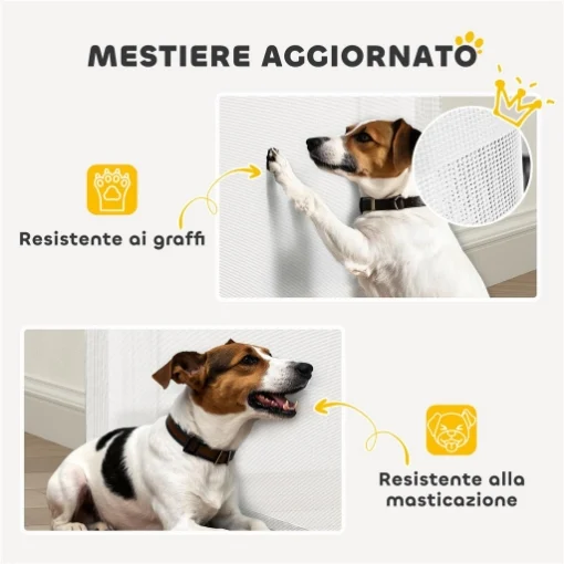 CANCELLINO PER CANI PICCOLI ESTENSIBILE 0-144 X 87,5 CM E RETRATTILE CON BLOCCO AUTOMATICO BIANCO