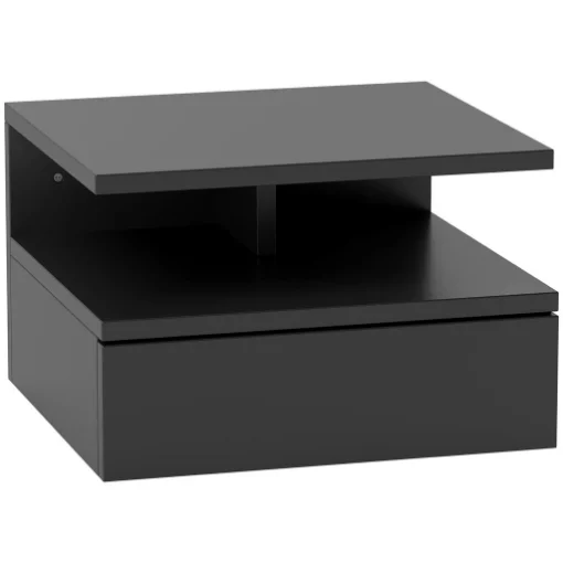 COMODINO SOSPESO PER CAMERA DA LETTO CON CASSETTO E MENSOLA IN LEGNO 35X32X22.5 CM NERO - MAURY'S
