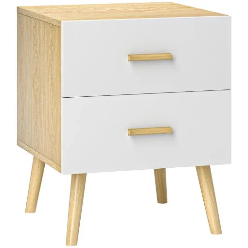 COMODINO CON 2 CASSETTI IN LEGNO IN STILE SCANDINAVO 40X40X50 CM ROVERE - MAURY'S