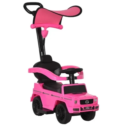 MACCHINA A SPINTA PER BAMBINI 12-36 MESI CON LICENZA MERCEDES, TETTUCCIO E MANIGLIA, 85.5X40.5X95 CM, ROSA