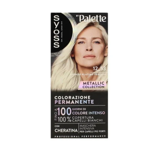 PALETTE SYOSS TINTA CAPELLI COLORAZIONE PERMANENTE 100% CON CHERATINA COPERTURA CAPELLI BIANCHI 12.53 BIONDO PLATINO