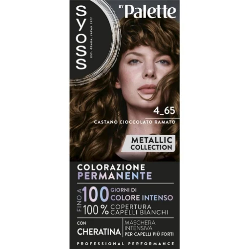 PALETTE SYOSS TINTA CAPELLI COLORAZIONE PERMANENTE 100% CON CHERATINA COPERTURA CAPELLI BIANCHI 4.65 CASTANO CIOCCOLATO RAMATO