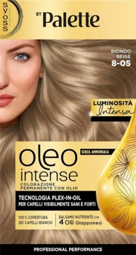 PALETTE SYOSS - OLEO INTENSE TINTA CAPELLI COLORAZIONE PERMANENTE 100% ZENZA AMMONIACA COPERTURA CAPELLI BIANCHI 8.05 BIONDO BEIGE
