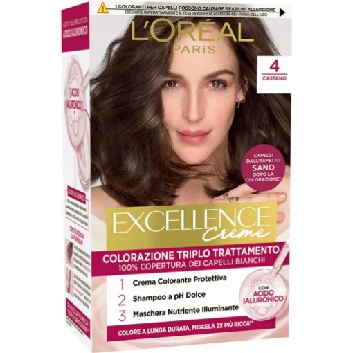 L'OREAL TINTA CAPELLI EXCELLENCE CREME CON ACIDO IALURONICO N.4 CASTANO - L'ORÉAL PARIS