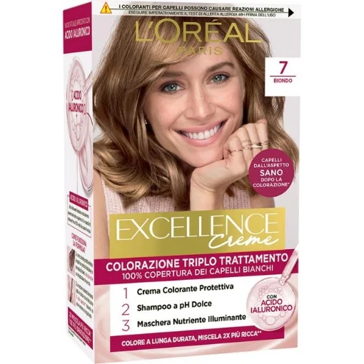 L'OREAL TINTA CAPELLI EXCELLENCE CREME CON ACIDO IALURONICO N.7 BIONDO - L'ORÉAL PARIS