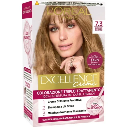 L'OREAL TINTA CAPELLI EXCELLENCE CREME CON ACIDO IALURONICO N.7.3 BIONDO DORATO - L'ORÉAL PARIS