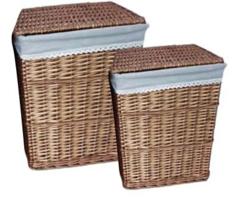 SET DI 2 CESTE PORTA BIANCHERIA RETTANGOLARI IN VIMINI MISURE: 38X27X48CM, 44X33X57CM - ELLESSE