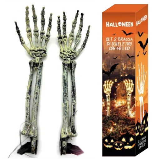 SET 2 BRACCIA DI SCHELETRO HALLOWEEN CON 40 LED - MAURY'S