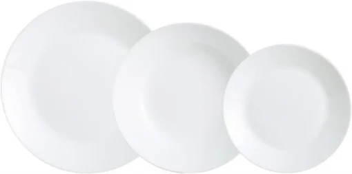 LUMINARC SERVIZIO PIATTI ZELIE 18 PEZZI PER 6 PERSONE COLORE BIANCO - 6 FONDI - 6 PIANI - 6 FRUTTA - DESIGN MODERNO E LUCIDO