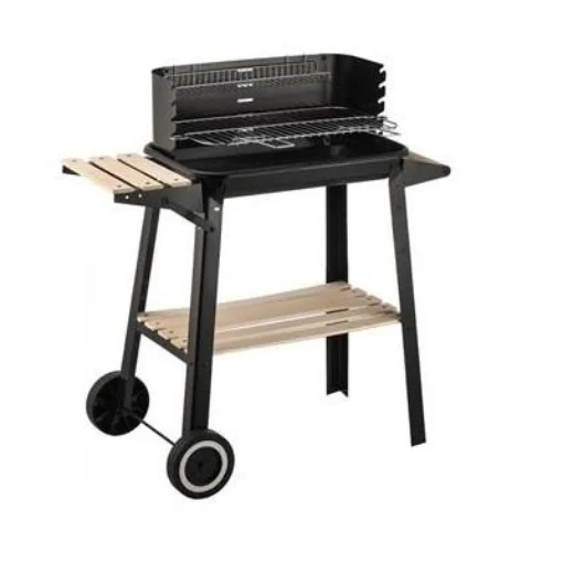BARBECUE RETTANGOLARE CON RIPIANI IN LEGNO 83X46XH87 CM IN COLORE NERO USATO COME NUOVO - MAURY'S