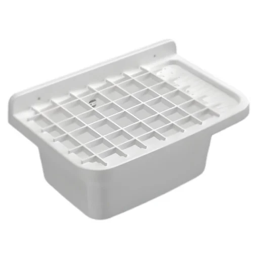PILOZZO A PARETE BIANCO IN RESINA CON GRIGLIA PERFETTO PER SPAZI INTERNI O ESTERNI 50X35X24 CM - Mongardi