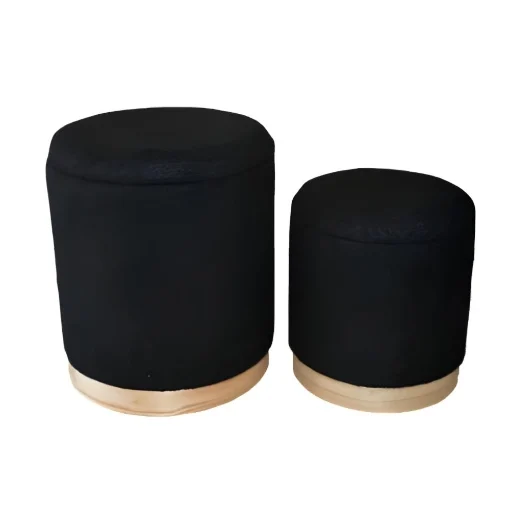 SET 2 POUF CONTENITORI IN TESSUTO BOUCLE' NERO E CON DETTAGLIO IN LEG MISURE: 44/34H - ELLESSE