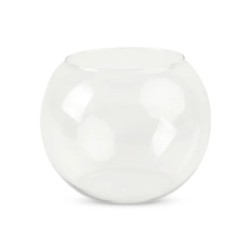 VASO DA ARREDO A FORMA SFERICA REALIZZATO IN VETRO TRASPARENTE DI DESIGN Ø CM 30 H 26 - MERCURY