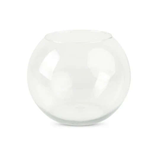 VASO DA ARREDO A FORMA SFERICA REALIZZATO IN VETRO TRASPARENTE DI DESIGN Ø CM 35 H 30 - MERCURY