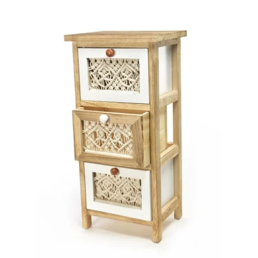 MOBILETTO DA ARREDO IN LEGNO BICOLORE CON 3 CASSETTI EFFETTO CORNICE DI DISEGN DIMENSIONI 30 X 24 X 62 CM - MERCURY