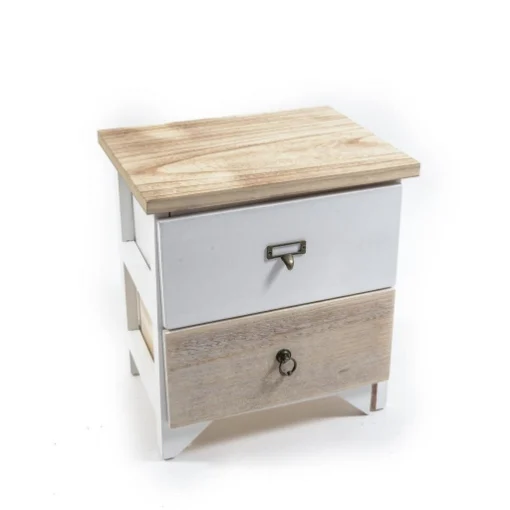 MOBILETTO DA ARREDO IN LEGNO BICOLORE CON 2 CASSETTI DAI POMELLI DIVERSI DIMENSIONI 36 X 28 X 39 CM - MERCURY
