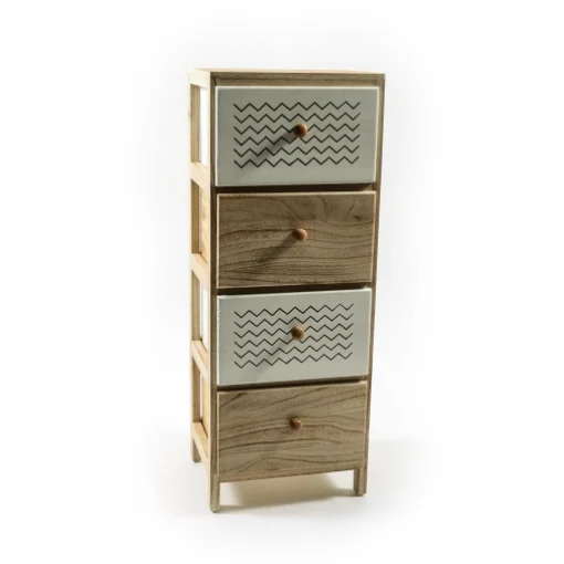 MOBILETTO DA ARREDO IN LEGNO BICOLORE CON 4 CASSETTI DI DESIGN DIMENSIONI 30 X 24 X 79 CM OKX - MERCURY