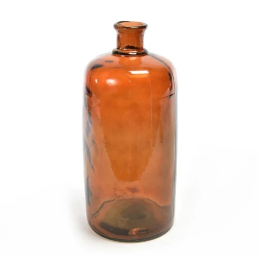 VASO A FORMA DI BOTTIGLIA IN VETRO LAVORATO COLORAZIONE AMBRA DA APPOGGIO DI DESIGN DIMENSIONE 19H X 42 CM OKX - MERCURY