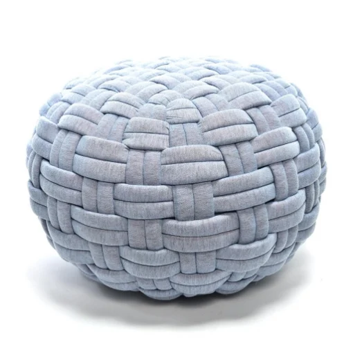 POUF DA ARREDO CELESTINO FORMA SFERICA IN POLIESTERE EFFETTO INTRECCIATO DIMENSIONI 48 X 48 X 35 CM - MERCURY