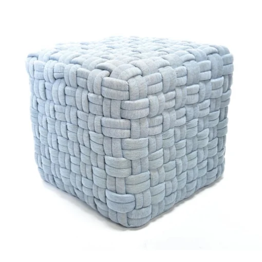 POUF DA ARREDO CELESTINO FORMA QUADRATA IN POLIESTERE EFFETTO INTRECCIATO DIMENSIONI 43 X 43 X 40 CM - MERCURY