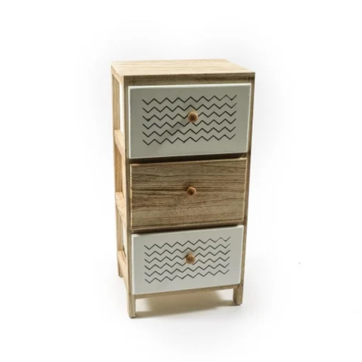 MOBILETTO DA ARREDO IN LEGNO BICOLORE CON 4 CASSETTI DI DESIGN DIMENSIONI 30 X 24 X 61 CM OKX - MERCURY