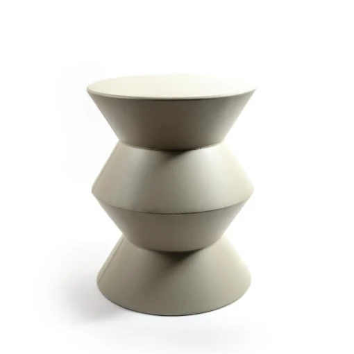 TAVOLINO DA ARREDO INTERNO ESTERNO BASE TONDA IN METALLO BIANCO DI DESIGN Ø 48XH.61CM - MERCURY