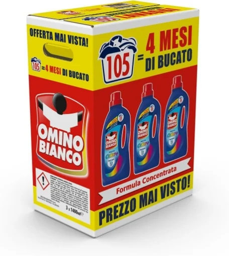 OMINO BIANCO DETERSIVO LAVATRICE COLOR+ PROFUMA FINO A 72 ORE - 35 LAVAGGI 1,4 LT X 3PZ