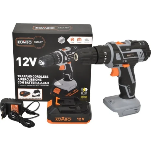 KOMBO TRAPANO CORDLESS A PERCUSSIONE 12V CON BATTERIA 2.0AH