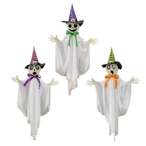 DECORAZIONE HALLOWEEN FANTASMA CREEPY DA APPENDERE ANIMATI CON SENSORE DI SUONO 22X39X34H CM ASSORTITO - MAURY'S