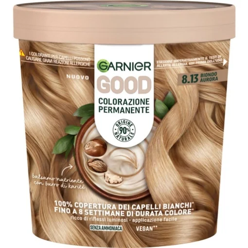 GARNIER GOOD COLORAZIONE PERMANENTE SENZA AMMONIACA CON BURRO DI KARITÈ - BIONDO AURORA 8.13