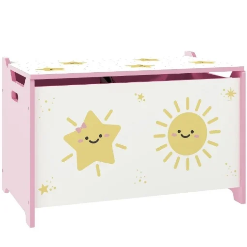 BAULE PORTAGIOCHI CON COPERCHIO PER BAMBINI PER GIOCATTOLI E VESTITI, 60X37X39 CM, ROSA - MAURY'S