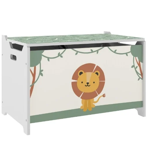 BAULE PORTAGIOCHI CON COPERCHIO PER BAMBINI PER GIOCATTOLI E VESTITI, 60X37X39 CM, VERDE - MAURY'S