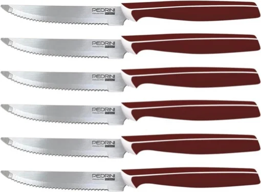 PEDRINI MASTER COLTELLI DA BISTECCA, COLORE MARRONE, LAMA ACCIO INOX 6 PZ