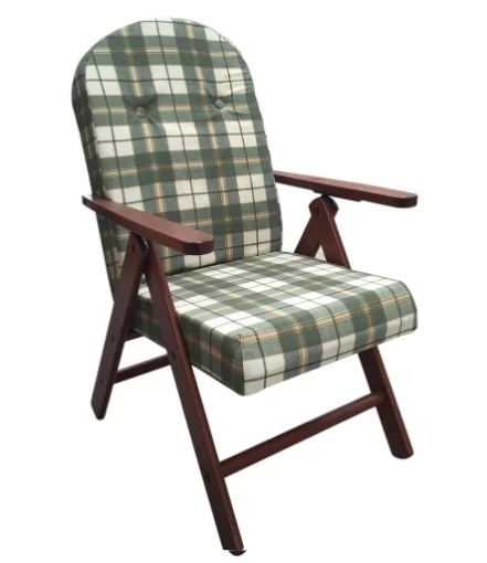 POLTRONA AMALFI VERDE SCOZZESE LEGNO NOCE RECLINABILE 4 POSIZIONI ARTICOLO USATO - MASLEGNO