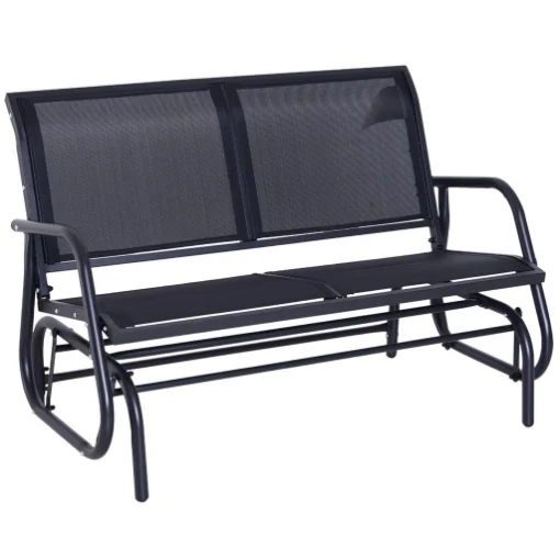PANCHINA A DONDOLO BIPOSTO IN METALLO 123 X 70 X 87 CM NERA - MAURY'S