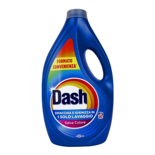 DASH DETERSIVO LIQUIDO BUCATO LAVATRICE SALVA COLORE SMACCHIA E IGIENIZZA 60 LAVAGGI 2700 ML