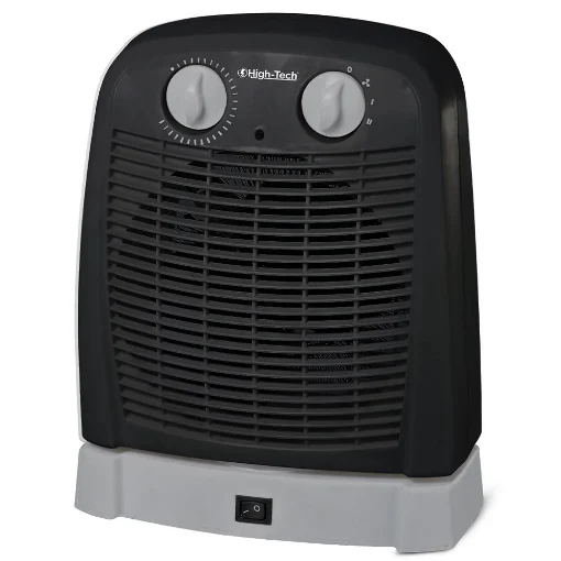 HIGHTECH TERMOVENTILATORE OSCILLANTE, TERMOSTATO AMBIENTE REGOLABILE, PROTEZIONE DA SURRISCALDAMENTO NERO 1000-2000W