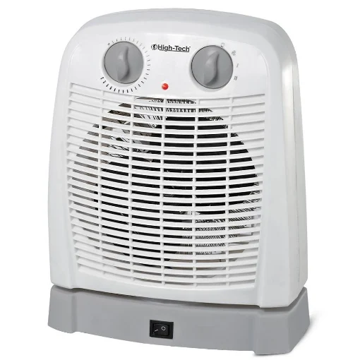 HIGHTECH TERMOVENTILATORE OSCILLANTE, TERMOSTATO AMBIENTE REGOLABILE, PROTEZIONE DA SURRISCALDAMENTO BIANCO 1000-2000W