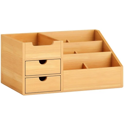ORGANIZER DA SCRIVANIA IN BAMB¨ CON 2 CASSETTI E 7 SCOMPARTI PORTAOGGETTI, 33X20.5X15.5 CM - MAURY'S